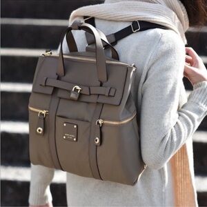 Henri Bendel Womens Gray Pockets Double Handles Convertible Backpack Bag OS